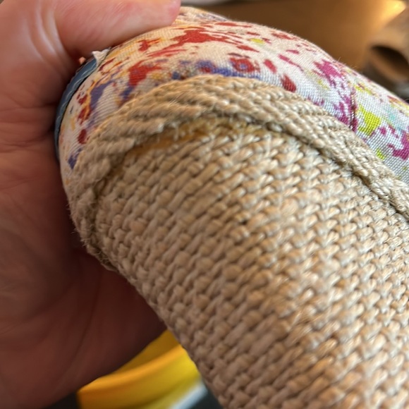 TOMS Espadrille Wedge Canvas Slip On Peep Toe Splatter Multi Color  size 6 - Picture 8 of 9